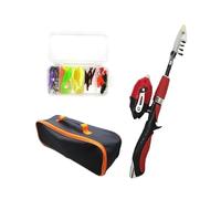 rockible Set di canne da Pesca per Bambini con Borsa Porta Attrezzi e Accessori per la Pesca per Ragazzi e Ragazze, Rosso