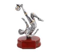 rockible Statua di Un Uomo con Trofeo di Calcio, Scultura Artistica da Tavolo, Premio Regalo, Tema Calcio, Statua Maschile in Resina per Ufficio, Partita di