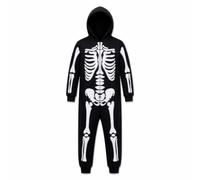 rockible Tuta da Scheletro con Cappuccio Atossico | Stampa Fluorescente che Si Al Buio, Costume da Scheletro, Tuta con Cappuccio, per Feste in Maschera