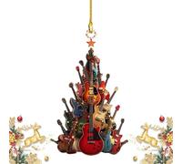 Rockin' Around The Christmas Tree Ornaments, decorazione per albero di Natale in acrilico 2D, ciondolo , decorazione musicale per chitarra