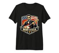 Rockin negli Stati Uniti Presidente Guitar American Independence Day Maglietta Premium
