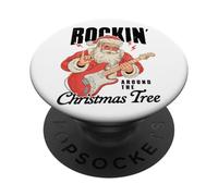Rockin Santa - Chitarra elettrica natalizia con musica retrò PopSockets PopGrip Adesivo