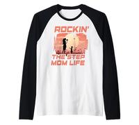 Rockin' the step mamma vita Festa della mamma Famiglia Amore Donne Maglia con Maniche Raglan