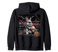 Rocking Bunny Drinking Iced Coffee Meme Rabbit Cute Heavy Me Felpa con Cappuccio