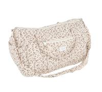 ROCKING GIFTS Borsa sportiva per palestra in cotone, bianco crema con fiori, borsa da viaggio fine settimana, 40 x 24 x 24 x 24 cm