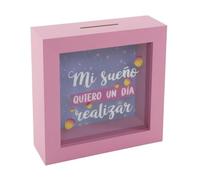 ROCKING GIFTS Salvadanaio in legno sogni, 15 x 15 x 5 cm, risparmio per bambini, decorazione scatola portamonete in legno
