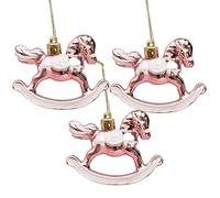 Rocking Horse Pendant - 3pcs Festive Ornament Set, Small Holiday Horse Decor, Bright Seasonal Hanging Piece, Cute Winter Accent | Lovely Decorative Display For Door Tree Home Winter