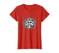 Rocking It Since Day One Retro Music Lovers Citazione Maglietta, Donna, Rosso, 3XL