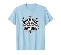 Rocking It Since Day One Retro Music Lovers Citazione Maglietta, Uomo, Celeste, L