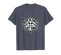 Rocking It Since Day One Retro Music Lovers Citazione Maglietta, Uomo, Pervinca, L
