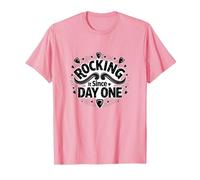 Rocking It Since Day One Retro Music Lovers Citazione Maglietta, Uomo, Rosa, L