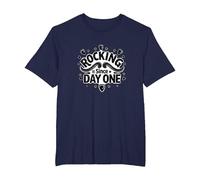 Rocking It Since Day One Retro Music Lovers Citazione Maglietta, Uomo Taglie Grandi, Navy, 4X Tall