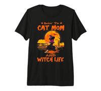 Rocking The Cat Mom And Witch Life Abyssinian Cat Halloween Maglietta Premium