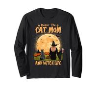 Rocking The Cat Mom Witch Life British Shorthair Halloween Maglia a Manica