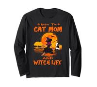 Rocking The Cat Mom Witch Life British Shorthair Halloween Maglia a Manica