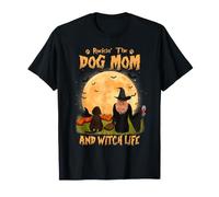 Rocking The Dog Mom And Witch Life Dachshund Halloween Maglietta
