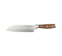 Rockingham Forge Ashwood Coltello da Cucina Santoku Giapponese 17,5 cm - Lama Acciaio Inossidabile Tedesco Ultra Affilato - Martellata Antiaderente Professionale - Manico Legno Codolo Intero