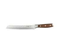 Rockingham Forge Ashwood Cuchillo para Pan Dentado 20 cm - Profesional Chef Hoja Acero Inoxidable Alemán Ultraafilado - Mango Madera Maciza - Martillada Antiadherente