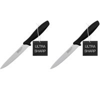 Rockingham Forge Coltello multiuso 12,5 cm - Coltelli da cucina leggeri e affilati in acciaio inossidabile con manico nero (Confezione da 2)