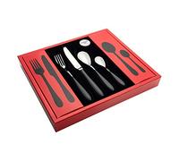 Rockingham Forge Yin & Yang Designer Collection - Set di posate in acciaio INOX 18/10, Acciaio inossidabile 18/10, Manici neri., 24-Piece