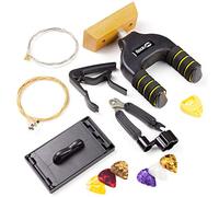 RockJam Accessori universali per chitarra Super-kit con supporto a parete per chitarra, corde per chitarra elettrica, corde per chitarra acustica, sintonizzatore per chitarra multiutensile, capotasto per chitarra, plettri e plettri per chitarra