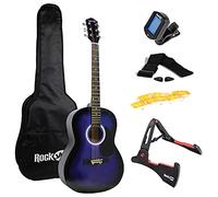 RockJam - Kit per chitarra acustica con supporto, custodia per concerti, accordatore, plettri, corde di ricambio e lezioni online confezione da 6 corde, destra, blu, completo (RJW-101-BL-PK)