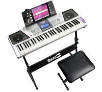 RockJam Kit Pianoforte a Tastiera 61 Tasti con Panchina, Supporto, Cuffie, Adesivi per Note & Lezioni