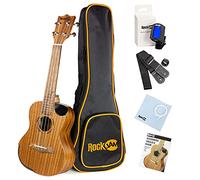 RockJam Kit ukulele tenore premium con accordatore, borsa da concerto, cinghia, plettri e corde di ricambio, 4, destra, naturale, completo (RJUK-712T-N)