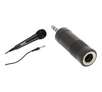 RockJam Microfono Karaoke dinamico unidirezionale cablato con cavo di tre metri, Nero & InLine 19917 Adattatore Audio, Spina Jack 3.5 mm a Presa Jack 6.3 mm, Stereo, Nero