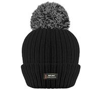 RockJock Berretto invernale da donna con pompon a coste con isolamento termico avanzato R40, Nero , Taglia unica