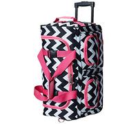 Rockland 22 Inch Rolling Carry On Duffle Bag, Pink Chevron, One Size