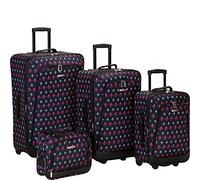 Rockland Reaction - Set di valigie verticali Softside, 4 pezzi, Icona Nera, Taglia unica, Reaction Fashion Softside - Set di valigie verticali espandibili