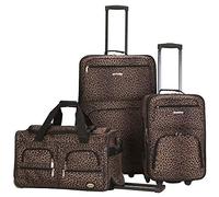 Rockland Set di valigie da 3 pezzi, trasparente, set di valigie da 3 pezzi, Leopard, Taglia unica, Melbourne Hardside - Trolley espandibile con ruote girevoli