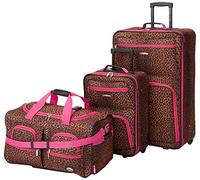 Rockland Set di valigie da 3 pezzi, trasparente, set di valigie da 3 pezzi, Leopardo rosa, Taglia unica, Melbourne Hardside - Trolley espandibile con ruote girevoli