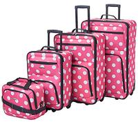 Rockland Set di valigie verticali a pois Softside, Pois rosa, Taglia unica, Set di valigie verticali a pois Softside