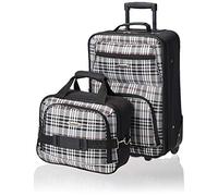Rockland Set di valigie verticali Softside moda, Plaid nero., 2-Piece Set (14/19), Set Bagagli