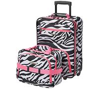 Rockland Set di valigie verticali Softside moda, Zebra rosa., Taglia unica, Set di valigie verticali Softside moda