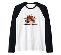 Rock'm Roll Pudding con Cool Drums for Christmas Rock Maglia con Maniche Raglan