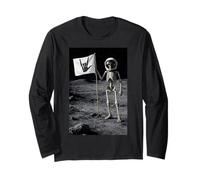 Rock'N Roll Astronauta Rock On Skeleton, Moon Landing Maglia a Manica