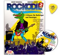 Rockodil Band 2: chitarra elettrica per principianti e principianti, 70 canzoni - 150 tip nel libro - oltre 250 canzoni secche su CD MP3 - Lick per improvvisare - Libro di spartiti con CD e Dunlop