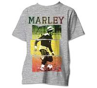 ROCKOFF Bob Marley Football Text T-Shirt, Grigio, L Uomo