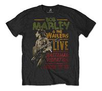 ROCKOFF Bob Marley Rastaman Vibration Tour 1976 T-Shirt, Nero, X (Dimensioni Produttore:X-Large) Uomo