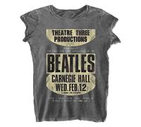 Rock Off The Beatles T Shirt Carnegie Hall Nuovo Ufficiale da Donna Burnout Size M