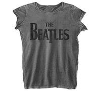 ROCKOFF The Beatles Drop T Burnout Maglietta, Grigio (Carbone), M Donna