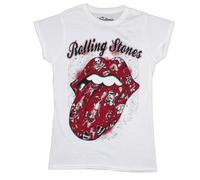 ROCKOFF The Rolling Stones Tattoo Flash Maglietta, Bianco, 8 (Manufacturer Size: Womens: 8) Donna