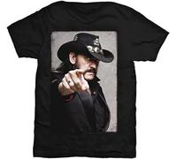 Rockoff Trade Men's Lemmy Pointing Photo Unisex 100% Cotton Short-Sleeve T-Shirts Black M