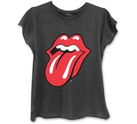 Rockoff Trade Rolling Stones Classic Tongue Fitted T-Shirt, Nero (Black), 42 (Taglia Produttore:Medium) Donna