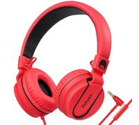 RockPapa 952 Cuffie per Bambini, Cuffie Filo con Microfono, Leggere e Pieghevoli, Cavo Jack 3.5 mm da 1.5 m, Cuffie On-Ear per Scuola/Smartphone/Tablet/Mp3 (Rosso)