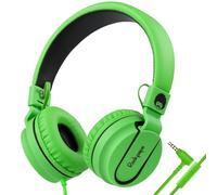 RockPapa 952 Cuffie per Bambini, Cuffie Filo con Microfono, Leggere e Pieghevoli, Cavo Jack 3.5 mm da 1.5 m, Cuffie On-Ear per Scuola/Smartphone/Tablet/Mp3 (Verde)