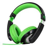Rockpapa Comfort Cuffie con Cavo, Regolabile, Over-Ear Headphones per Telefono, Compressa, PC, Scuola, MP3/4 DVD, iPod iPad Nero Verde